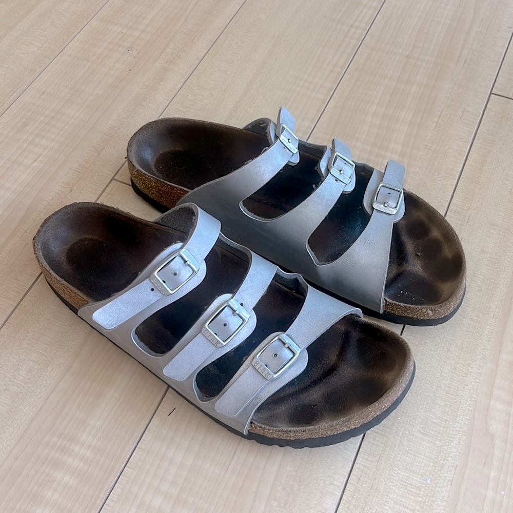 Silver, 3-strap Birkenstock sandals - super cute & versatile!
